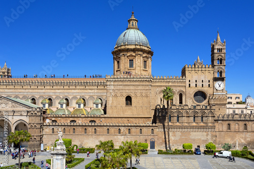 Beautiful view of the Palermo Cathedral on a sunny day