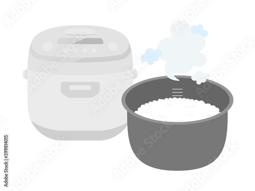 炊飯器で米を炊くイラスト