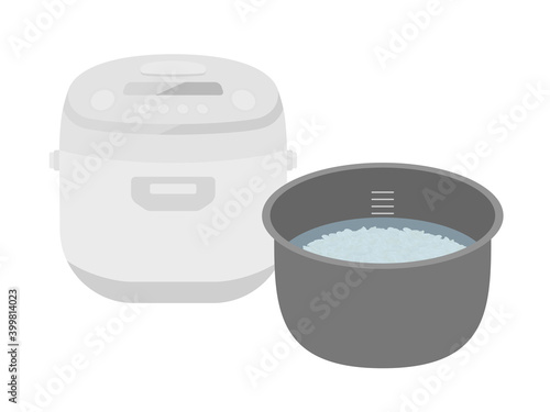 炊飯器で米を炊くイラスト