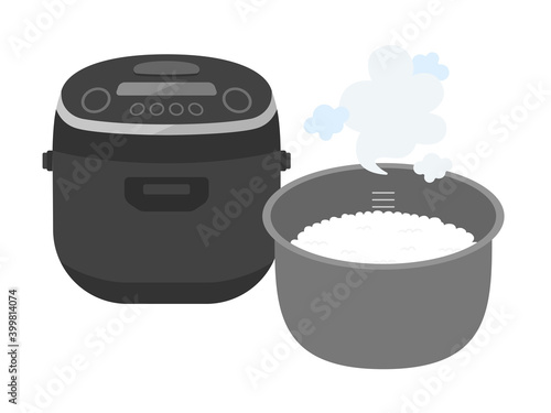 炊飯器で米を炊くイラスト
