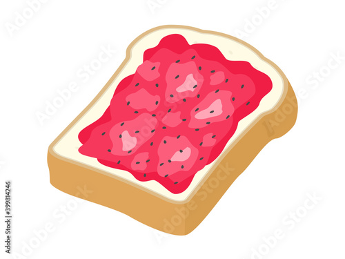 いちごジャムを塗った食パンのイラスト