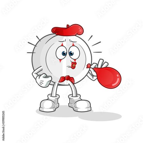 medicine pantomime blowing balloons character. cartoon mascot vector