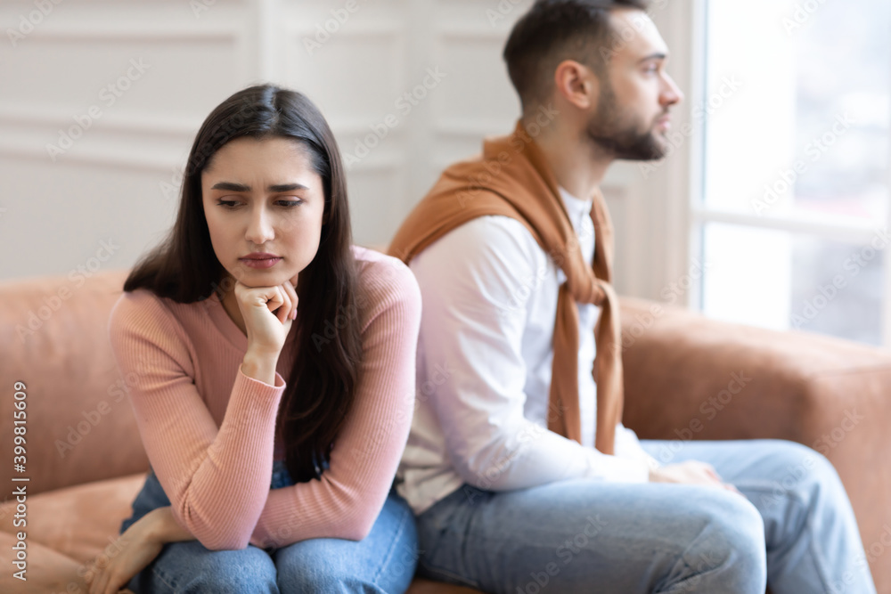 Offended Arab Couple Not Talking After Quarrel Sitting At Home Offended Arab Couple Not Talking After Quarrel Sitting At Home