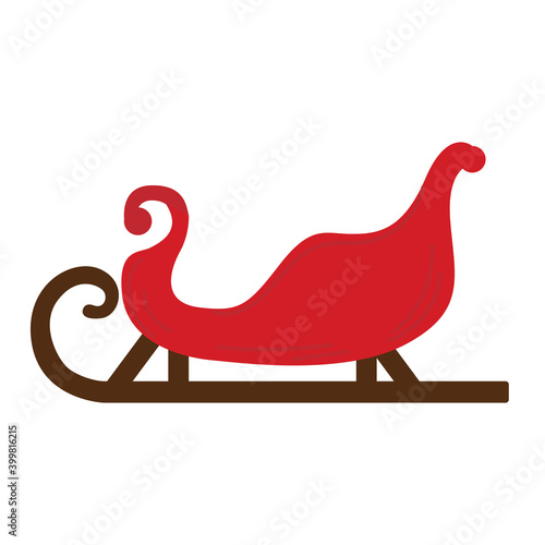 Isolated wooden christmas sleigh icon. Vector illustration