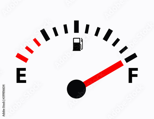 fuel gauge full isolated on white, vector illustration 