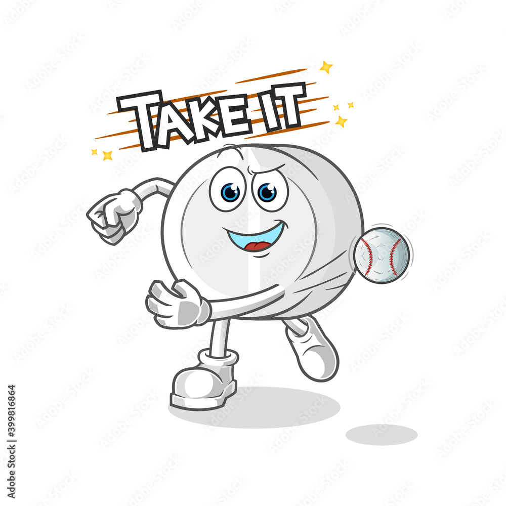 medicine throwing baseball vector. cartoon character medicine throwing baseball vector. cartoon character