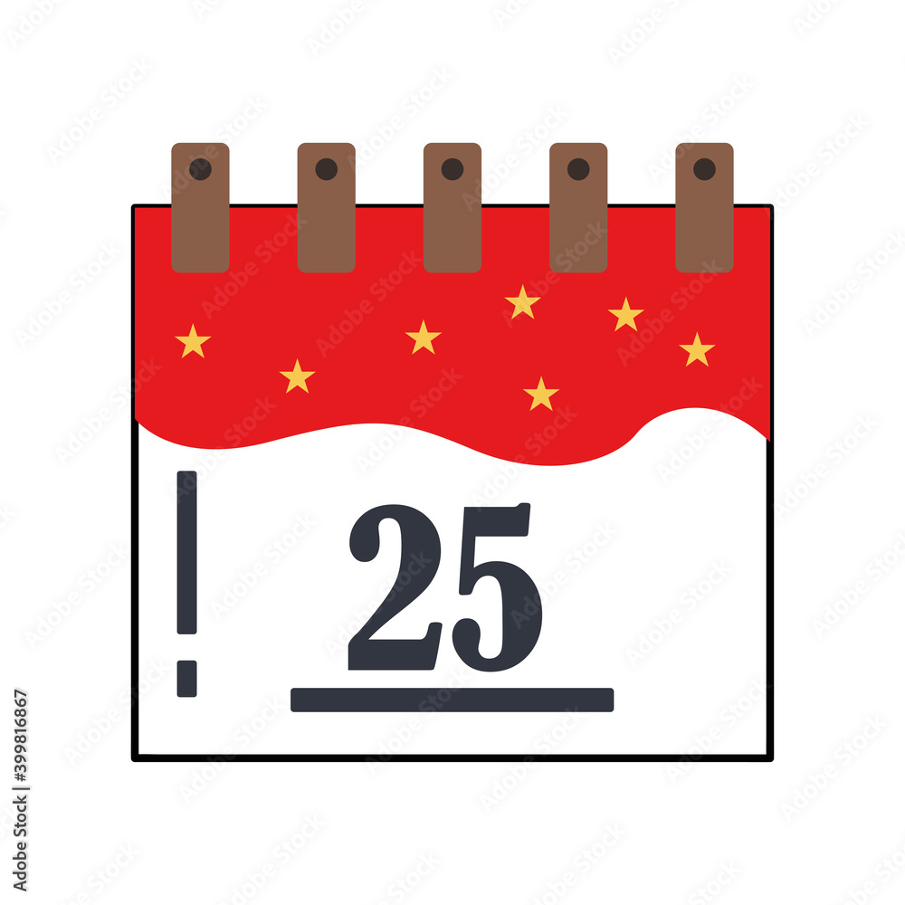 Isolated christmas calendar icon with christmas date. Vector illustration Isolated christmas calendar icon with christmas date. Vector illustration