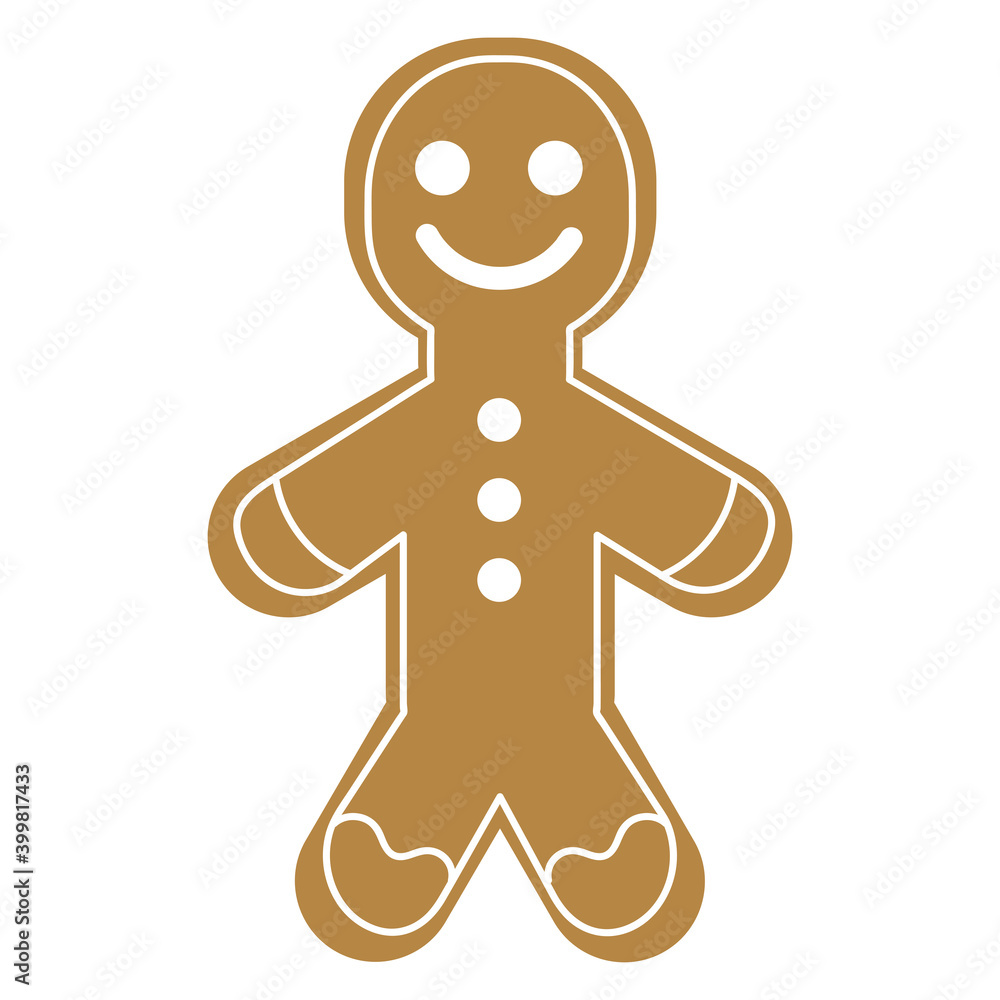 Isolated christmas gingerbread icon with a smiley face. Vector illustration Isolated christmas gingerbread icon with a smiley face. Vector illustration