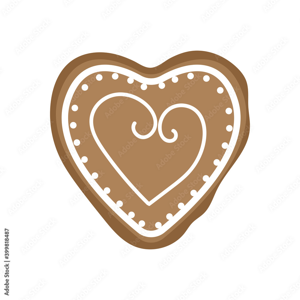 Isolated christmas gingerbread icon with a heart shape. Vector illustration Isolated christmas gingerbread icon with a heart shape. Vector illustration