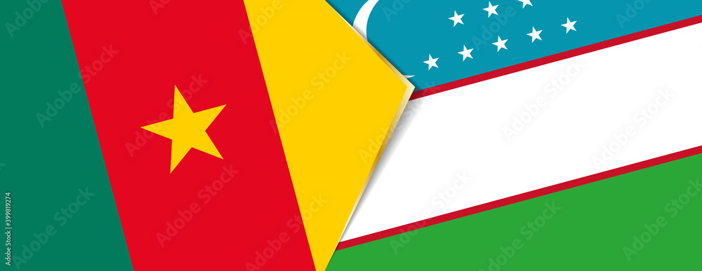 Cameroon and Uzbekistan flags, two vector flags. Cameroon and Uzbekistan flags, two vector flags.
