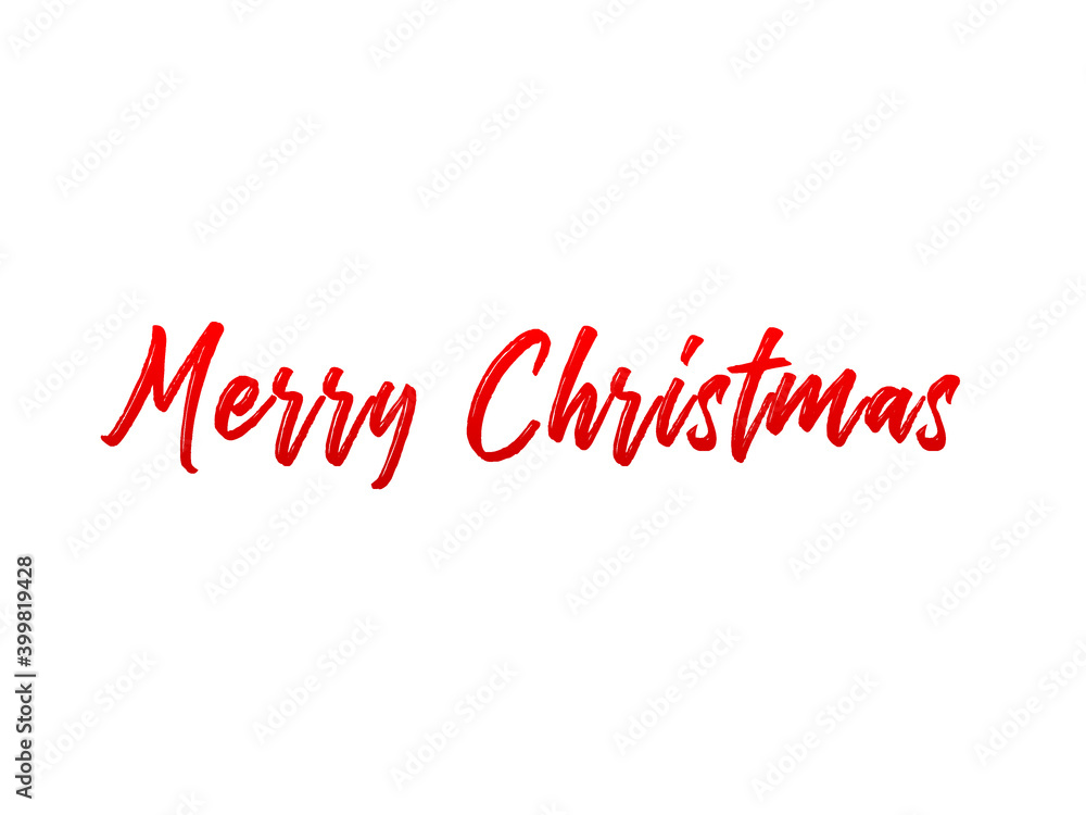 3D render - Red text Marry Christmas and Happy New Year,  Christmas background, Winter landscape, holiday Christmas new year concept.