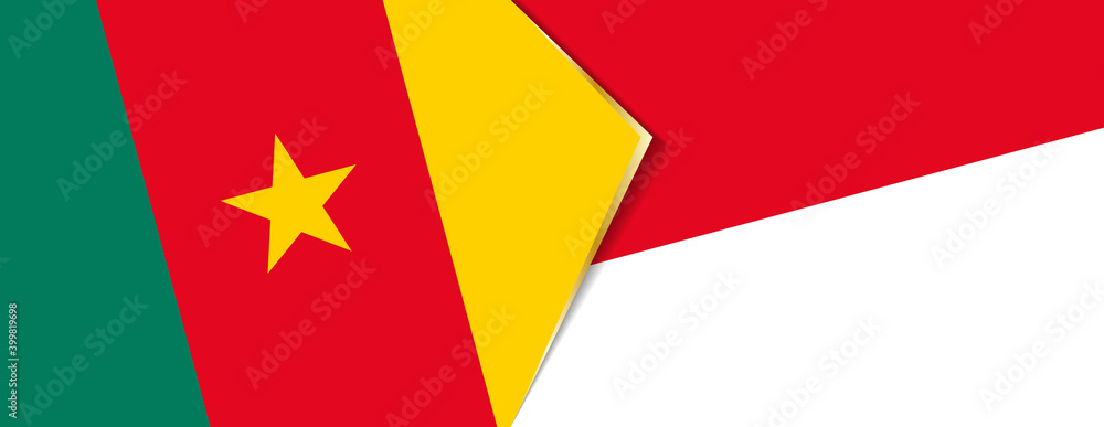 Cameroon and Indonesia flags, two vector flags. Cameroon and Indonesia flags, two vector flags.