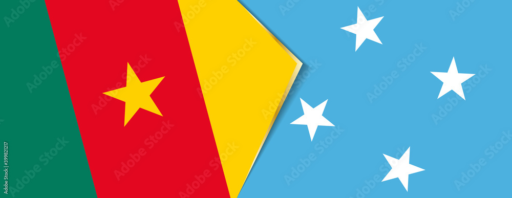 Cameroon and Micronesia flags, two vector flags. Cameroon and Micronesia flags, two vector flags.