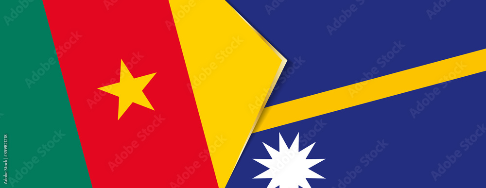 Cameroon and Nauru flags, two vector flags. Cameroon and Nauru flags, two vector flags.