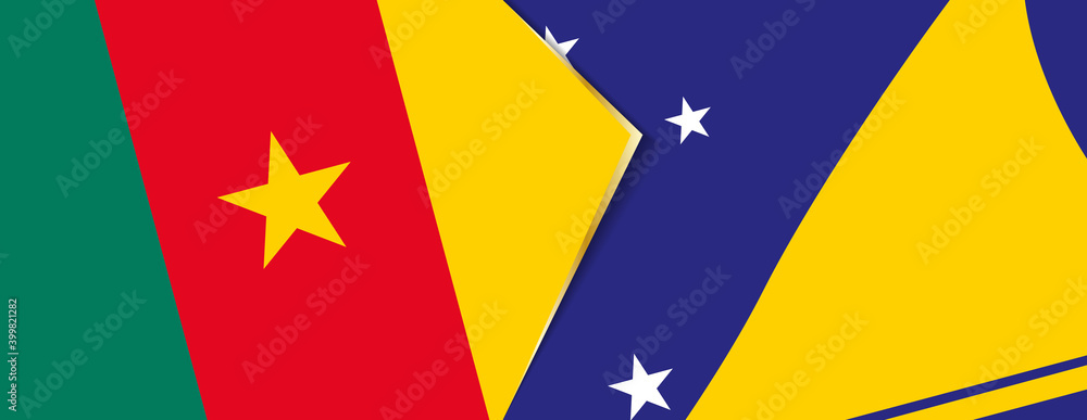 Cameroon and Tokelau flags, two vector flags. Cameroon and Tokelau flags, two vector flags.