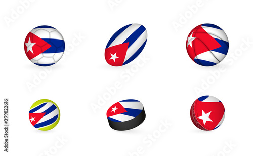 Free Download Sports equipment with flag of Cuba. Sports icon set. - GFXLoad