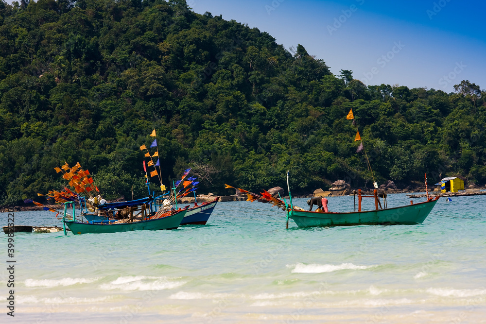 Fishing boats on the island of Phu Quoc, Vietnam, Asia
