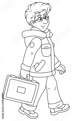 Young man in winter clothes...