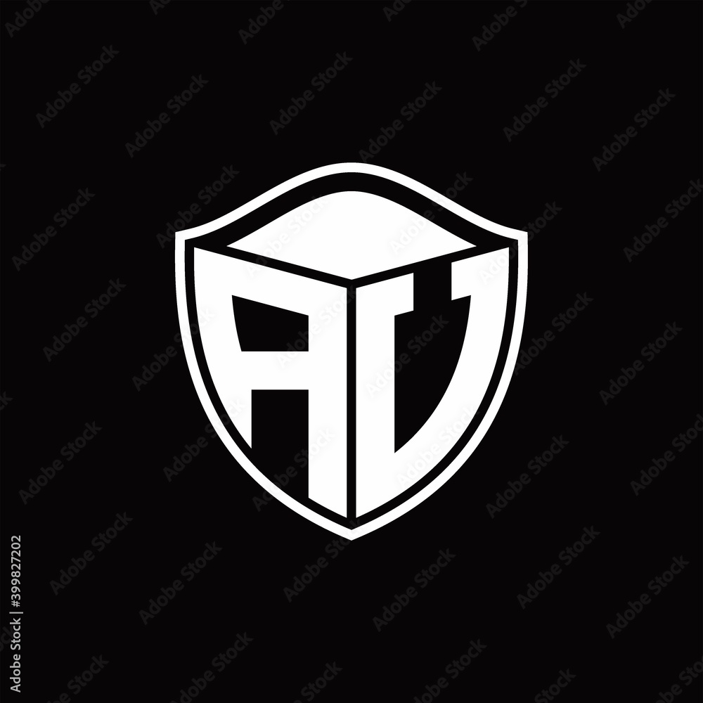 AV Logo monogram shield shape with outline rounded design template
