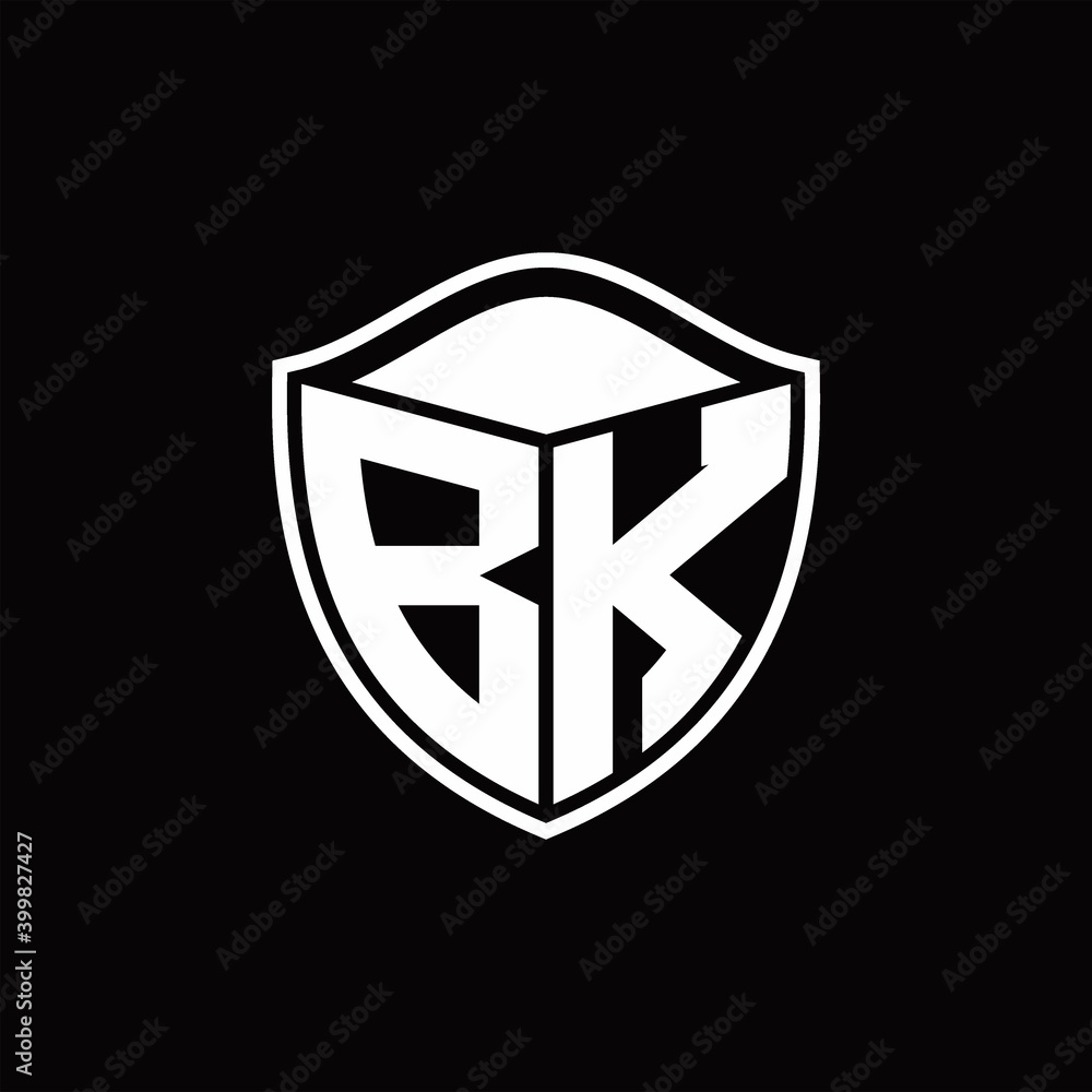 BK Logo monogram shield shape with outline rounded design template ...