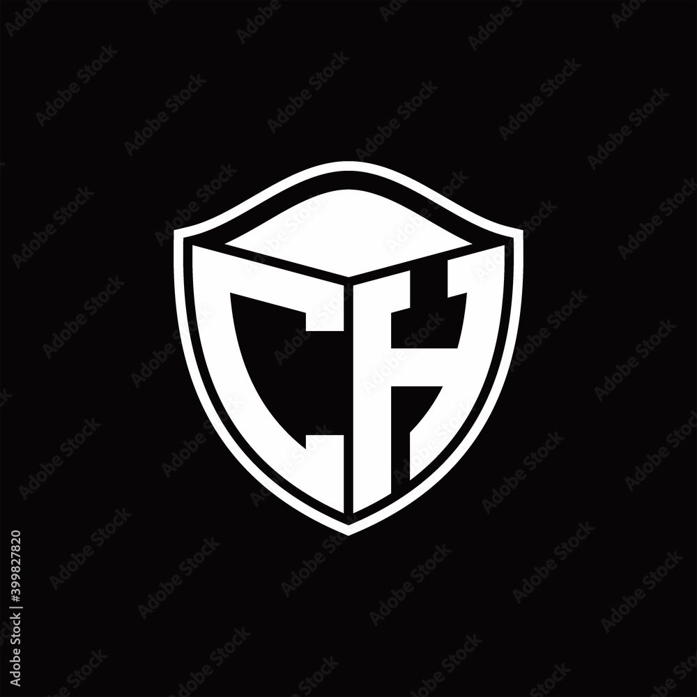 CH Logo monogram shield shape with outline rounded design template CH Logo monogram shield shape with outline rounded design template
