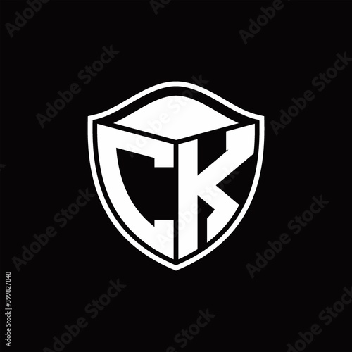 Free Download CK Logo monogram shield shape with outline rounded design template - GFXLoad