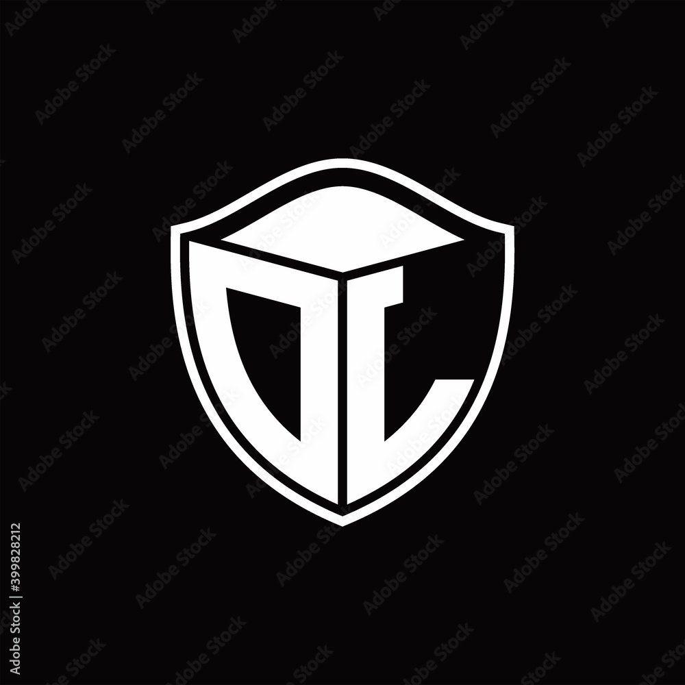 DL Logo monogram shield shape with outline rounded design template ...