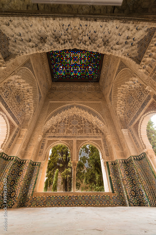 View of one of the rooms of the Alhambra in Granada.