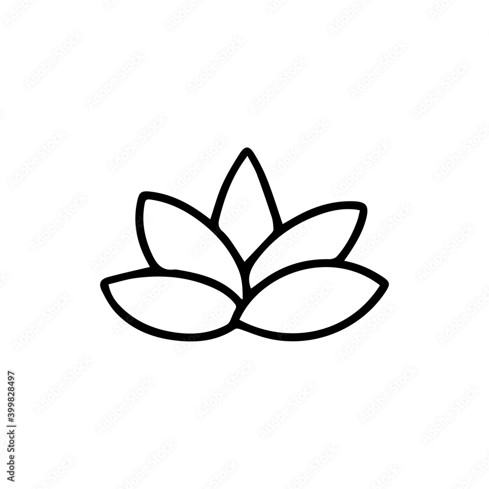 Lotus flower black and white doodle vector isolated illustration. Element for meditation and relaxation or yoga