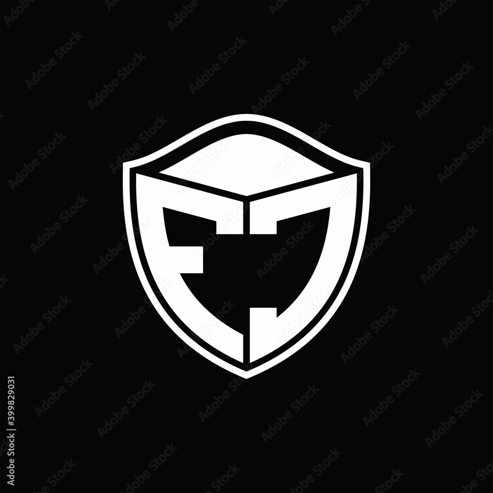 FC Logo monogram shield shape with outline rounded design template FC Logo monogram shield shape with outline rounded design template