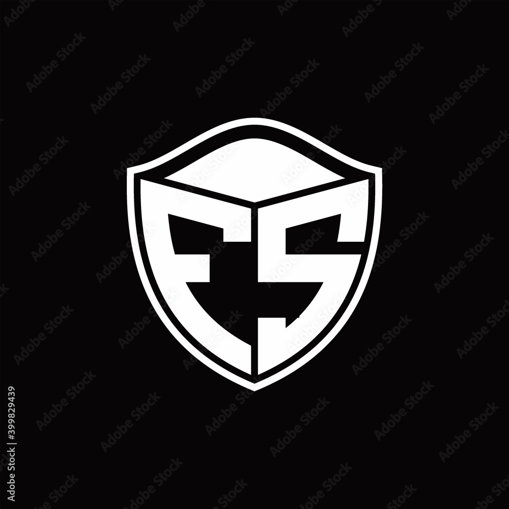 FS Logo monogram shield shape with outline rounded design template FS Logo monogram shield shape with outline rounded design template
