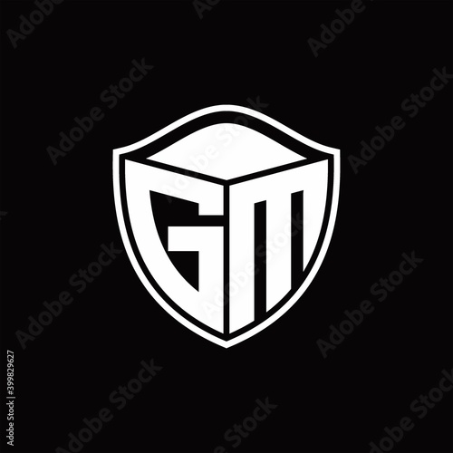 Free Download GM Logo monogram shield shape with outline rounded design template - GFXLoad