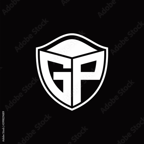 Free Download GP Logo monogram shield shape with outline rounded design template - GFXLoad
