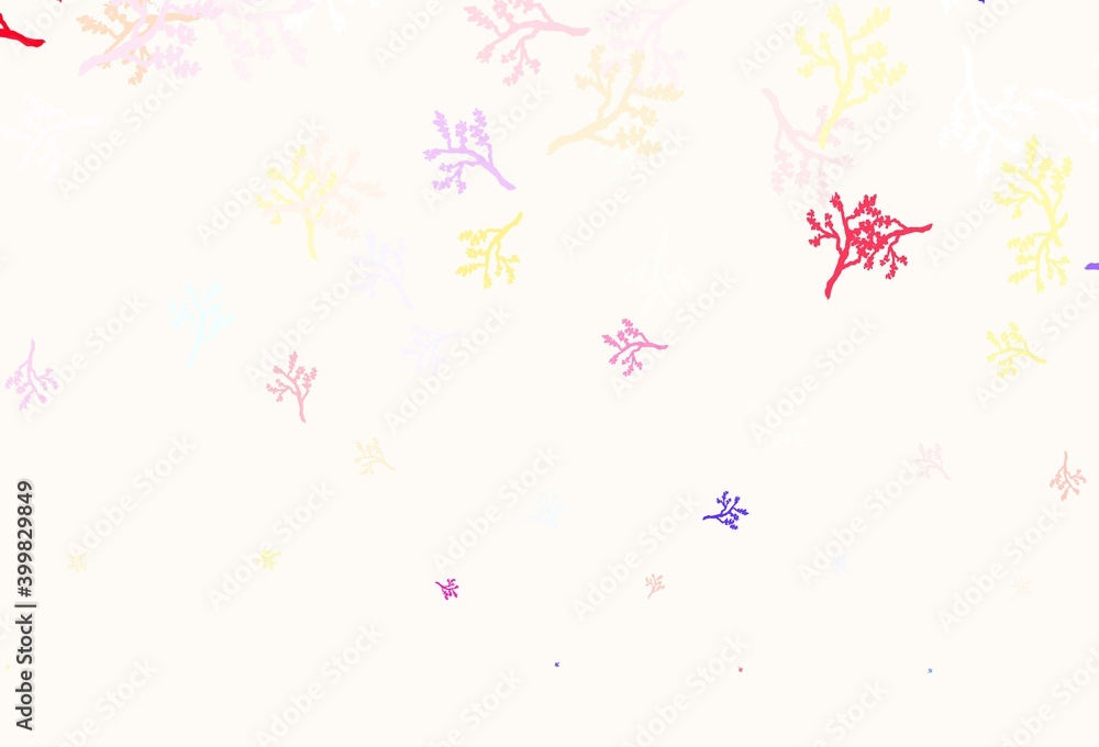 Light Multicolor vector doodle pattern with branches.