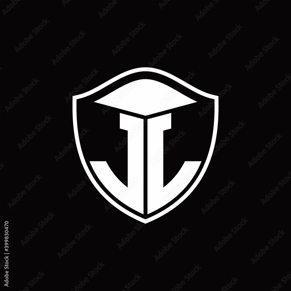 JL Logo monogram shield shape with outline rounded design template JL Logo monogram shield shape with outline rounded design template