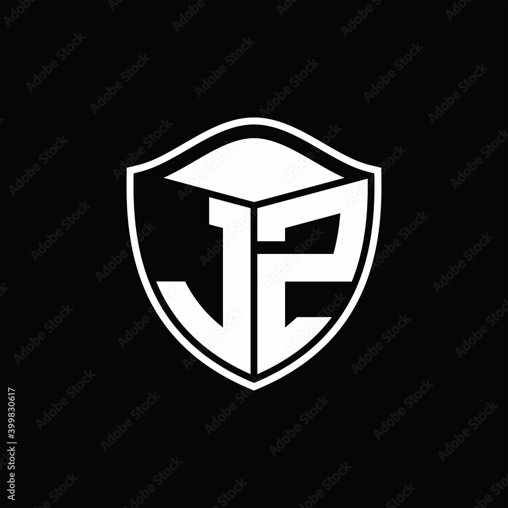 JZ Logo monogram shield shape with outline rounded design template JZ Logo monogram shield shape with outline rounded design template