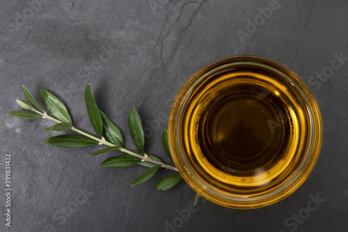 extra virgin olive oil in a glass jar