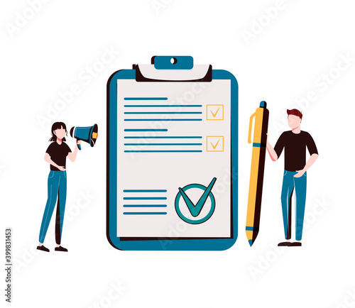 Policy as legal principles statement with text protocol tiny person concept. Procedure regulation document with security and risks administration vector illustration. Privacy data protection banner. photo