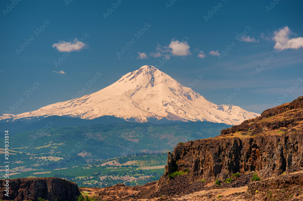 Mt. Hood seen from Washington Side of the Columbia River Gorge