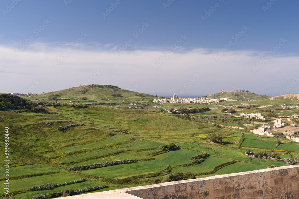 Panorama of the island of Gozo, Malta
