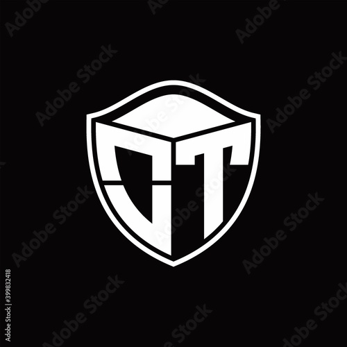 OT Logo monogram shield shape with outline rounded design template © Deita