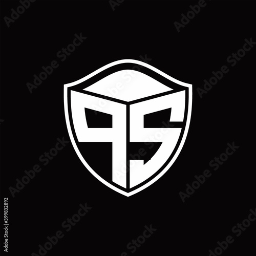 Free Download PS Logo monogram shield shape with outline rounded design template - GFXLoad