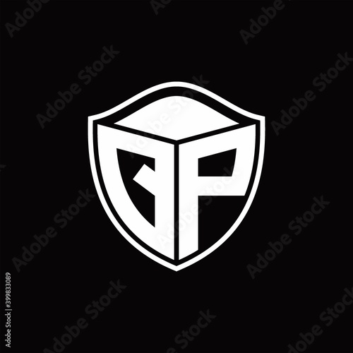 Free Download QP Logo monogram shield shape with outline rounded design template - GFXLoad