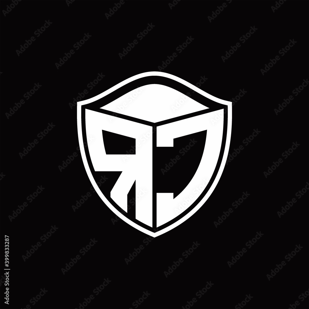 RC Logo monogram shield shape with outline rounded design template RC Logo monogram shield shape with outline rounded design template