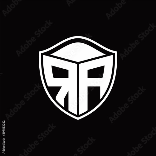Free Download RA Logo monogram shield shape with outline rounded design template - GFXLoad