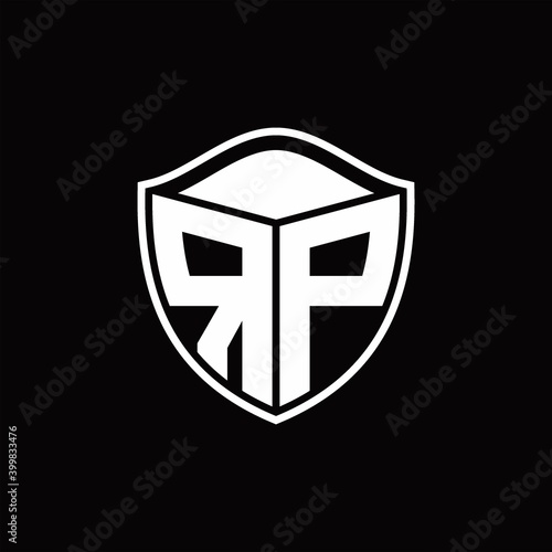 Free Download RP Logo monogram shield shape with outline rounded design template - GFXLoad