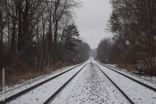 Snowy train tracks 