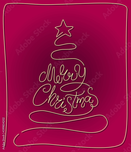 Christmas Fir Tree with Merry Christmas Lettering
