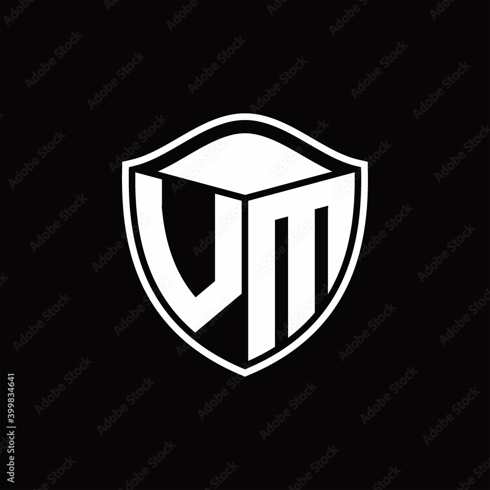 UM Logo monogram shield shape with outline rounded design template UM Logo monogram shield shape with outline rounded design template