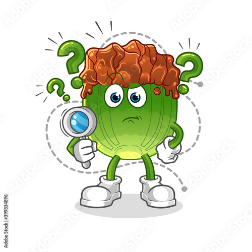 lettuce with bulgogi sauce searching illustration. character vector